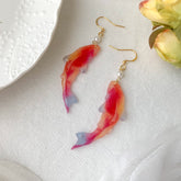 Koi Fish Dangle Earrings - Goldfish Earrings - Rainbow Multi-color fish - Unique Dangle